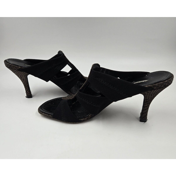 Donald J Pliner Slip On Mesh Elastic Leather Snake Sandals Size 7 M Black - Picture 5 of 10